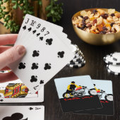 BIKER CHICK sitzt auf ihrem Motorrad Spielkarten (In Situ)