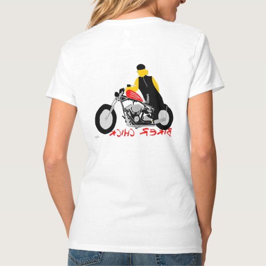 BIKER CHICK sitzt auf ihrem Motorrad T-Shirt (Rückseite)