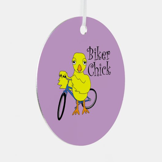 Biker Chick Text Ornament Aus Metall (Vorderseite Rechts)