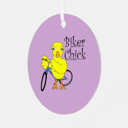 Biker Chick Text Ornament Aus Metall (Vorderseite links)