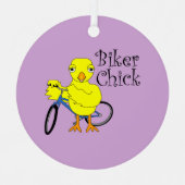 Biker Chick Text Ornament Aus Metall (Vorderseite)