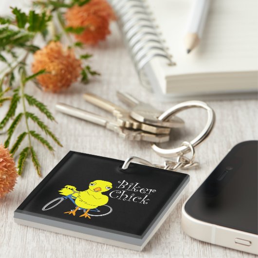 Biker Chick Text Schlüsselanhänger (Vorderseite rechts)