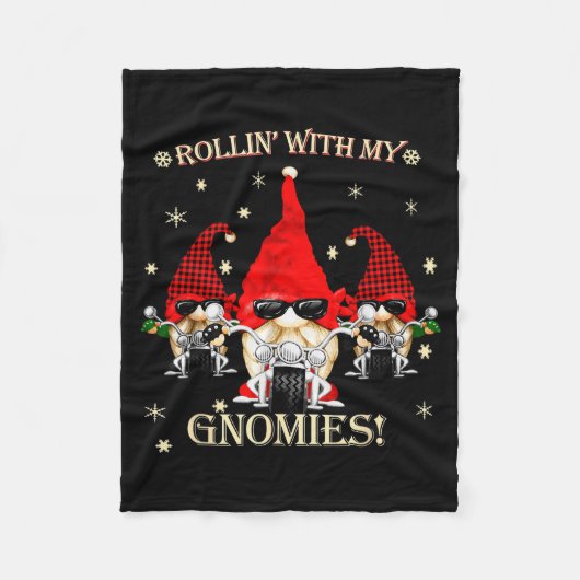 Biker Christmas Gnomes Biker Garden Christmas Gnom Fleecedecke (Vorderseite)