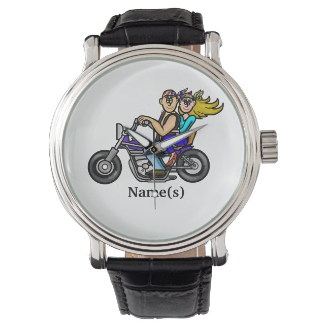 Biker Couple Watch Anpassen mit Namen! Armbanduhr (Vorderseite)
