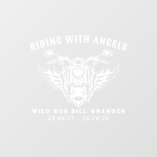 Biker Custom Memorial Deco Reiten mit Engeln Fensteraufkleber (Blatt)