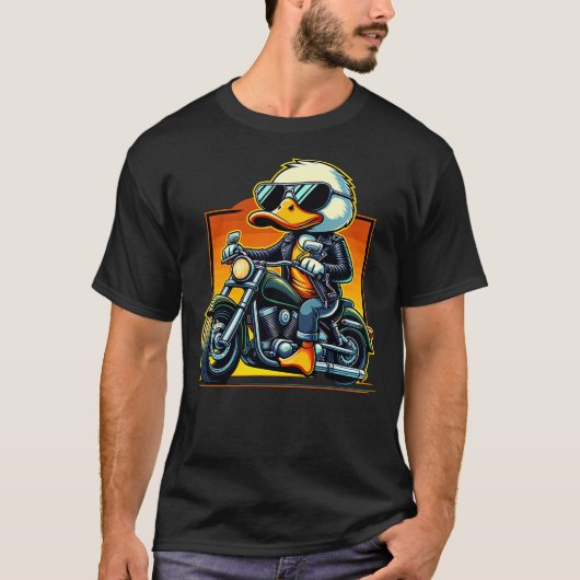 Biker Duck Riding Motorbike T-Shirt (Vorderseite)