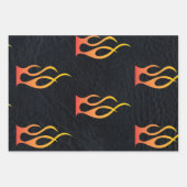 Biker-Flamme auf Imitaten Black Leather Motorrad Geschenkpapier Set (Vorderseite 3)
