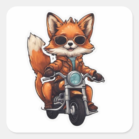 Biker Fox Sticker (Vorderseite)