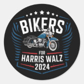 Biker für Harris Walz 2024 Harris Waltz 2024 Runder Aufkleber (Vorderseite)