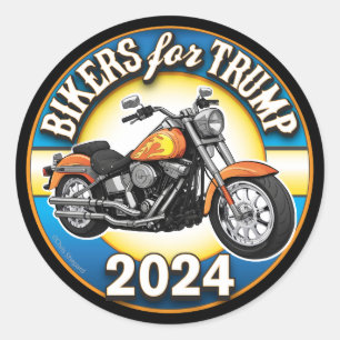 Biker für Trump 2024 - Patriotisches Radfahren Runder Aufkleber