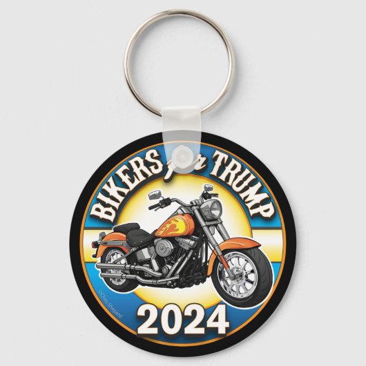 Biker für Trump 2024 - Patriotisches Radfahren Schlüsselanhänger (Vorderseite)