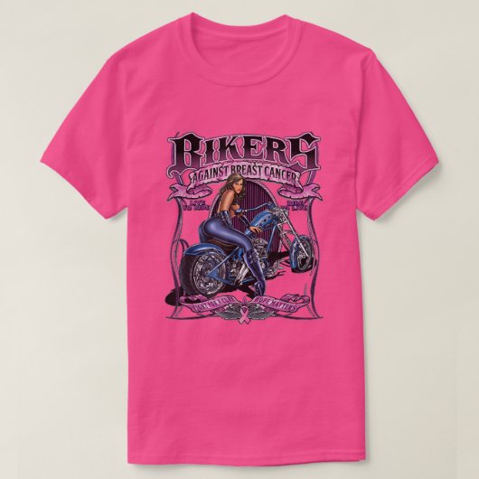 Biker gegen Brustkrebskämpfer und Überlebende T-Shirt (Design vorne)