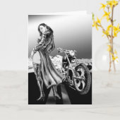 Biker Girl Karte (Gelbe Blume)