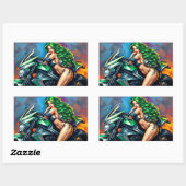 Biker Girl Rechteckiger Aufkleber (Blatt)