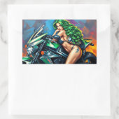 Biker Girl Rechteckiger Aufkleber (Tasche)