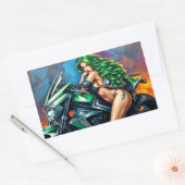 Biker Girl Rechteckiger Aufkleber (Umschlag)