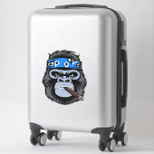 Biker Gorilla Apollo rauchen Zigarrenart Aufkleber (Koffer)