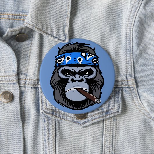 Biker Gorilla Apollo rauchen Zigarrenart Button (Beispiel)