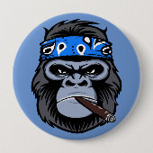Biker Gorilla Apollo rauchen Zigarrenart Button (Vorderseite)