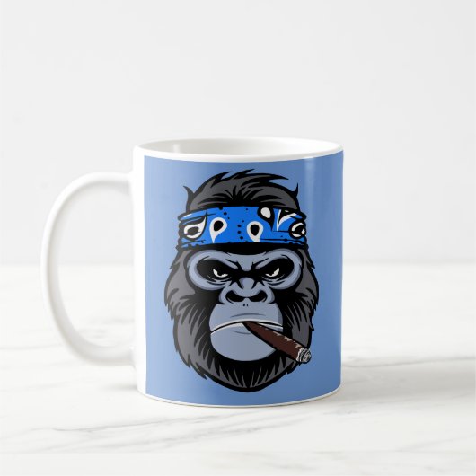 Biker Gorilla rauchen Zigarrenart Kaffeetasse (Links)