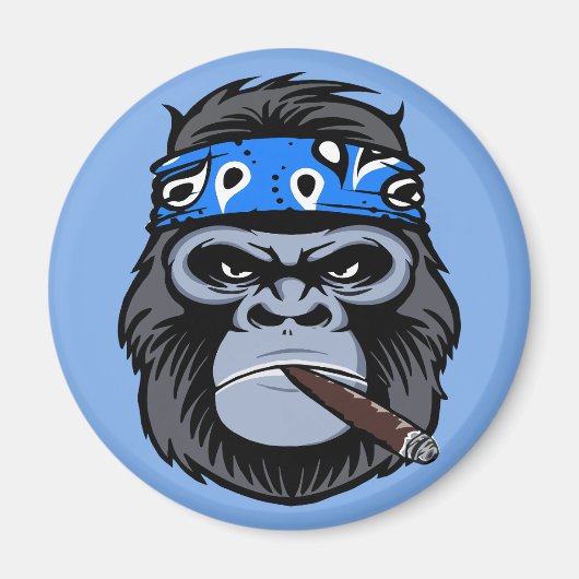 Biker Gorilla rauchen Zigarrenart Magnet (Vorne)