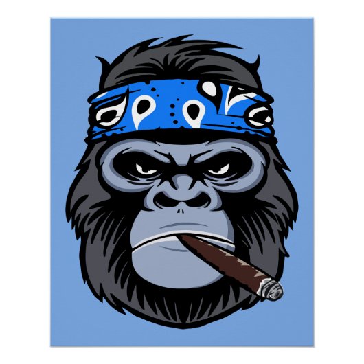 Biker Gorilla rauchen Zigarrenart Poster (Vorderseite)