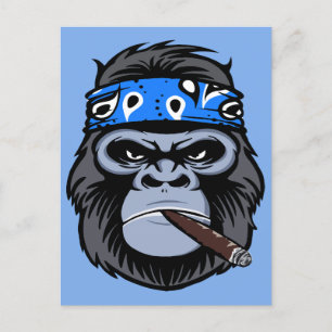 Biker Gorilla rauchen Zigarrenart Postkarte