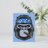 Biker Gorilla rauchen Zigarrenart Postkarte (Stehend Vorderseite)