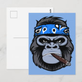 Biker Gorilla rauchen Zigarrenart Postkarte (Vorne/Hinten)