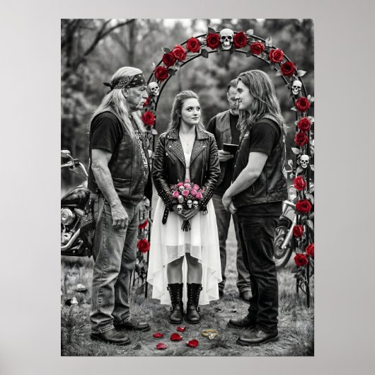 Biker Gothic Wedding Skull Rose Arch Selective Poster (Vorne)