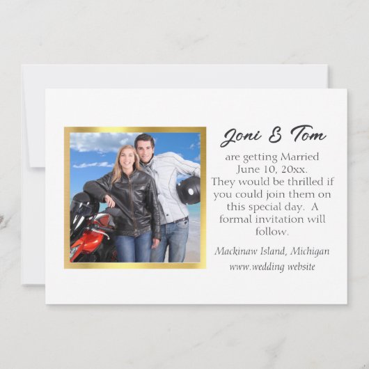 Biker Hochzeit Speichern Sie die Datumskarte Save The Date (Rückseite)