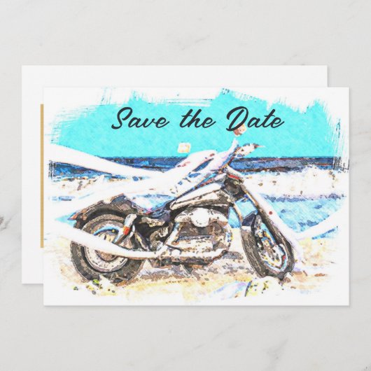 Biker Hochzeit Speichern Sie die Datumskarte Save The Date (Vorne/Hinten)
