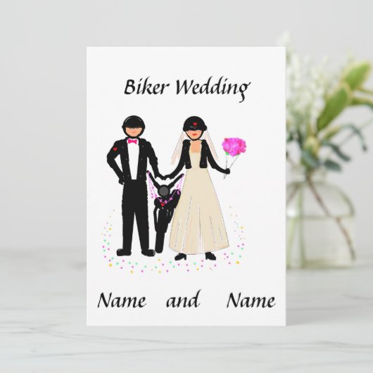 Biker Hochzeit Weitere Informationen Einladung (Stehend Vorderseite)