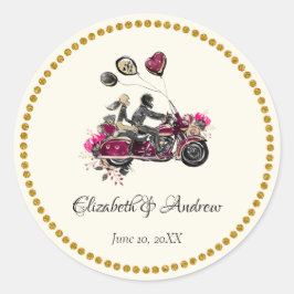 Biker-Hochzeitsticker Runder Aufkleber