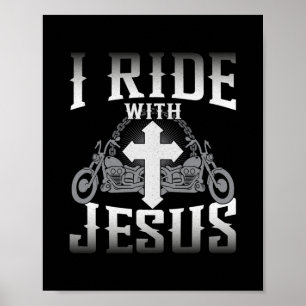 Biker Ich Fahre Mit Jesus Glauben Poster