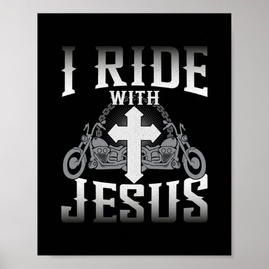 Biker Ich Fahre Mit Jesus Glauben Poster (Vorne)