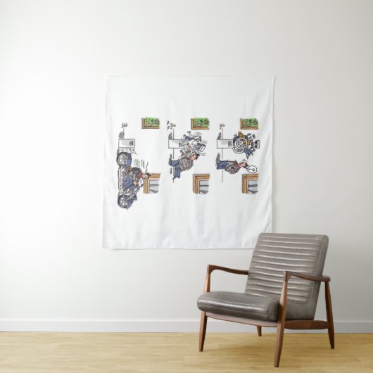 Biker im Museum Wandteppich (Beispiel (Horizontal))