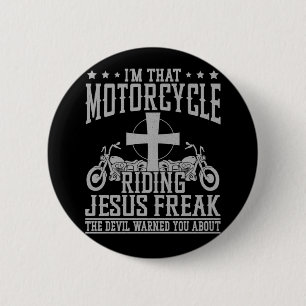 Biker in diesem Motorrad fahren Jesus Freak the De Button