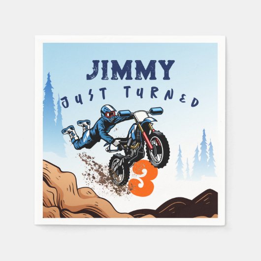 Biker Kid Dirt Stunt Bike Geburtstag Serviette (Vorderseite)