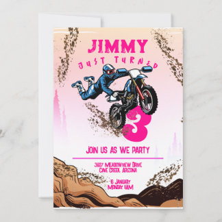 Biker Kid Dirt Stunt Bike Geburtstagskarte Einladung