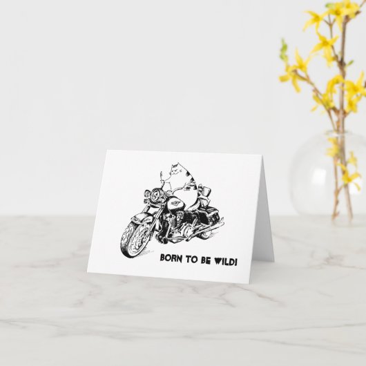 Biker Kitty Greeting Card Karte (Gelbe Blume)