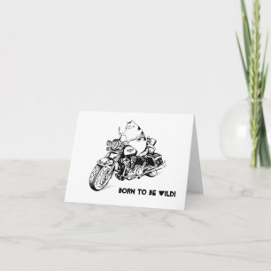 Biker Kitty Greeting Card Karte
