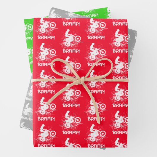 Biker Motocross Dirt Bikers Mud Splats Muster Geschenkpapier Set (Beispiel)