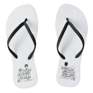 Biker Motorbike + Sidecar Wedding Flip Flops Badesandalen