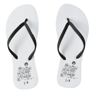 Biker Motorbike + Sidecar Wedding Flip Flops Badesandalen
