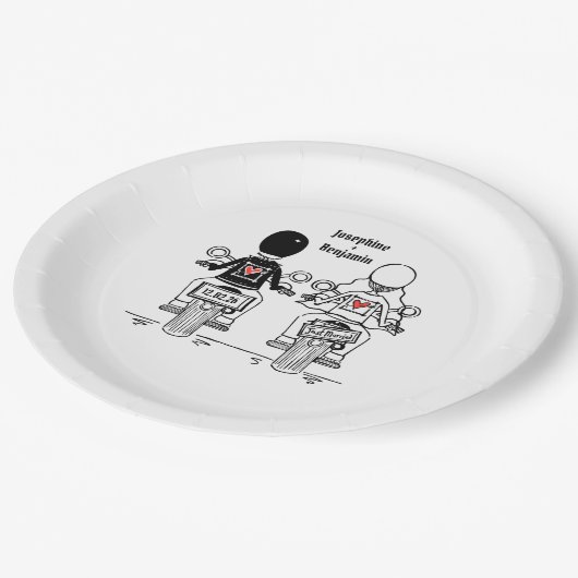 Biker Motorcycle Wedding  Pappteller (Schrägansicht)