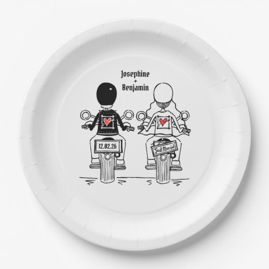 Biker Motorcycle Wedding  Pappteller (Vorderseite)