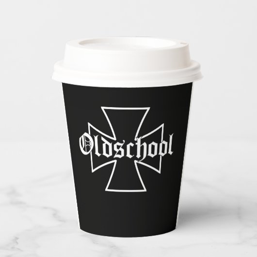 Biker Motorrad Eisernes Kreuz Oldschool Chopper Pappbecher (Vorderseite)