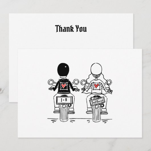 Biker-Motorrad-Hochzeit Dankeskarte (Vorne/Hinten)