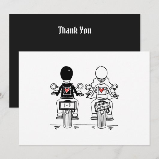 Biker-Motorrad-Hochzeit Dankeskarte (Vorne/Hinten)